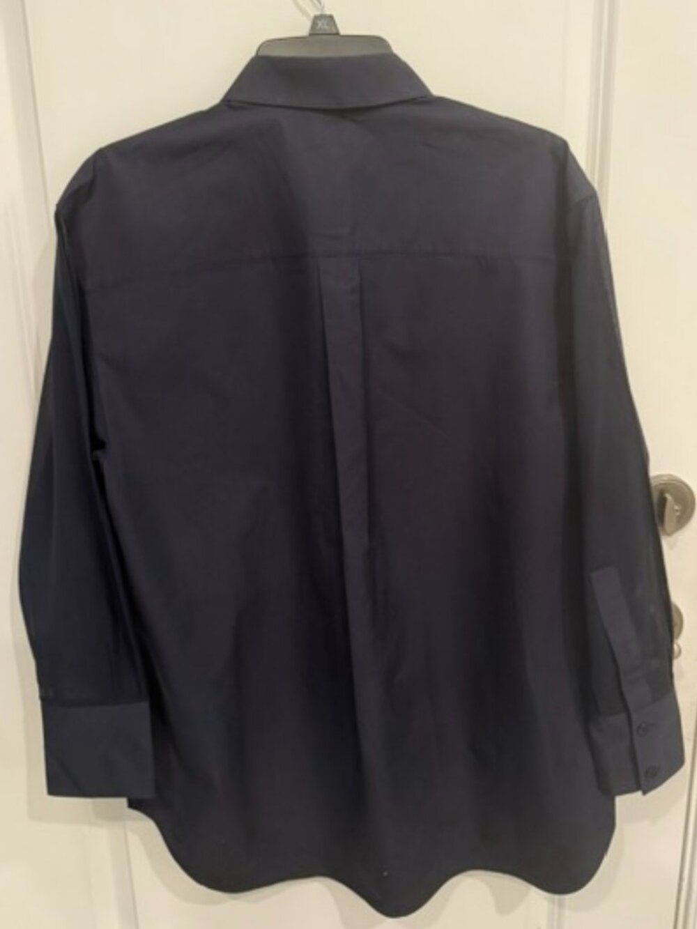 Lafayette 148 Navy Blue Button Down with Sheer Sleeves - Picture 2 of 4